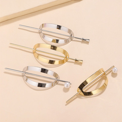 Hairpin the republic of korea Dongdaemun Metal ins Cold temperament grace Meatball head one word Hairpin Headdress