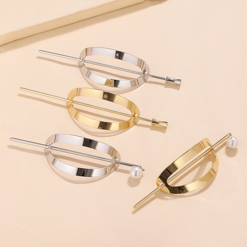 Hairpin the republic of korea Dongdaemun Metal ins Cold temperament grace Meatball head one word Hairpin Headdress