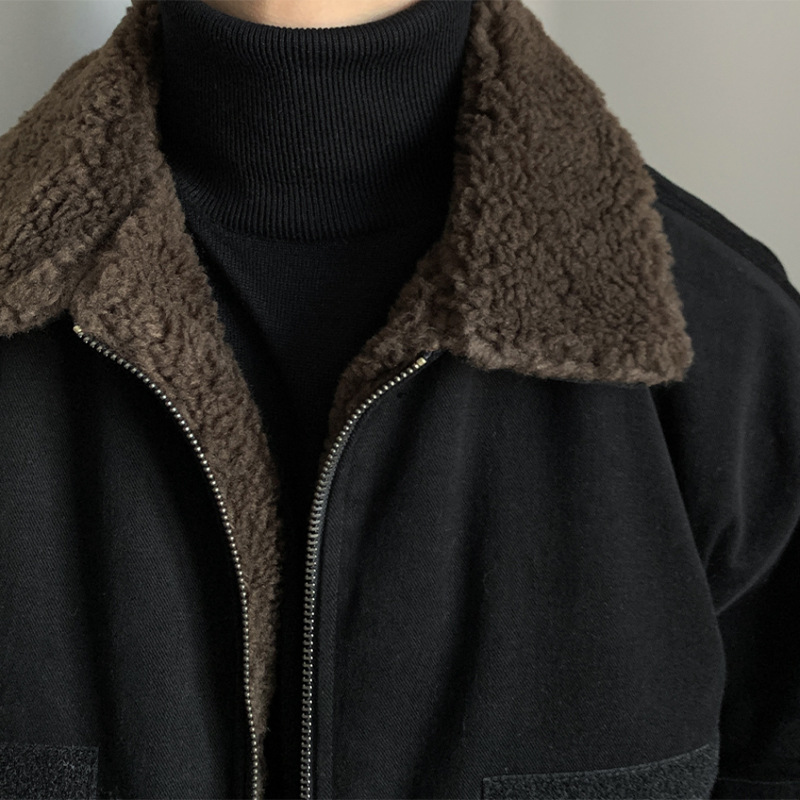 Asmu秋冬厚手男性ジャケットカジュアル韓国版レトロなごろつきのハンサムなカシミヤの毛の襟の短いコート