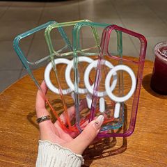 适用iPhone17Promax渐变磁吸手机壳15PRO苹果16透明撞色保护套11