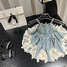 女童牛仔蕾丝裙