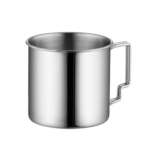 Camping mouth cup 304 stainless steel outdoor water cup portable foldable handle mountaineering picnic tea cup