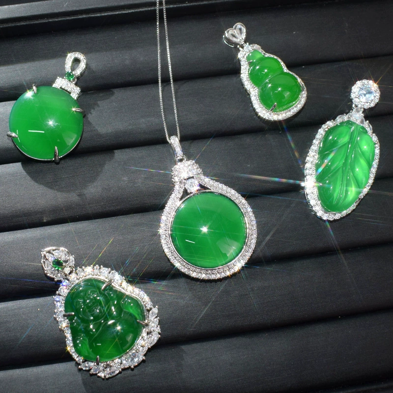 Ночь разбогатеть без ценного бренда натуральный зеленый халцедон шейный цепной темперамент дикий нефритовый агат завод оптом