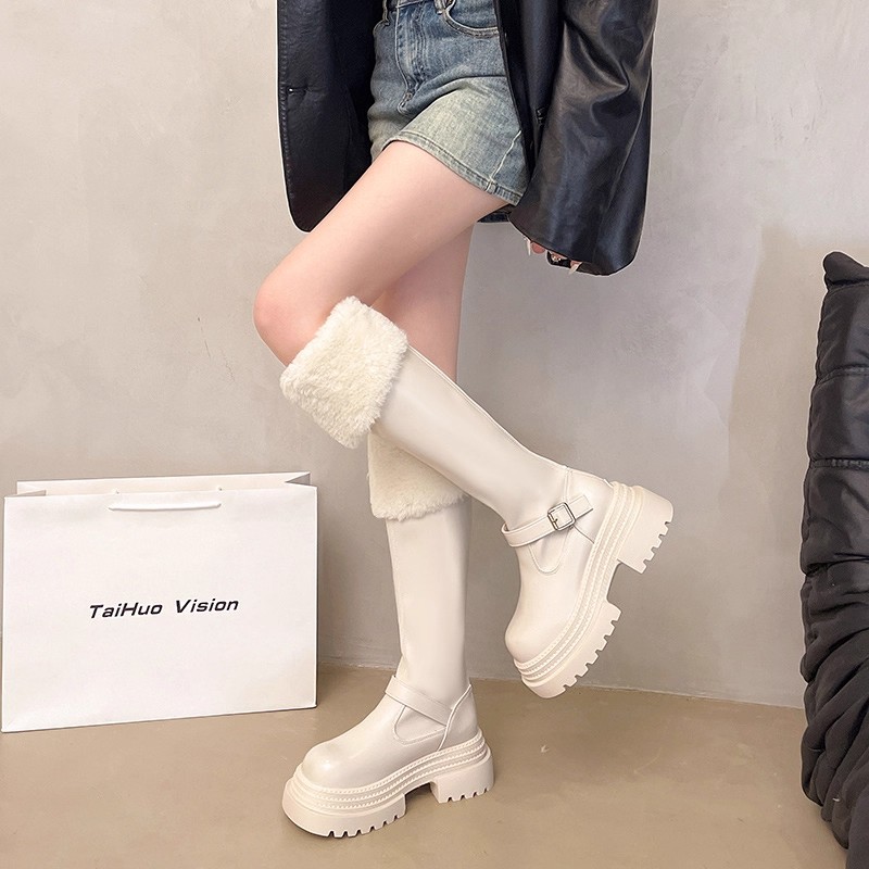 Keep warm high boots platform