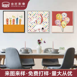 广州工厂挂画定制客厅玄关装饰画卡通油画芯ins风卧室铝合金挂画