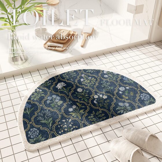 American Style Floral Absorbent Floor Mat Bathroom Door Entrance Bathroom Anti-slip Mat Toilet Door Door Imitation Cashmere Foot Mat