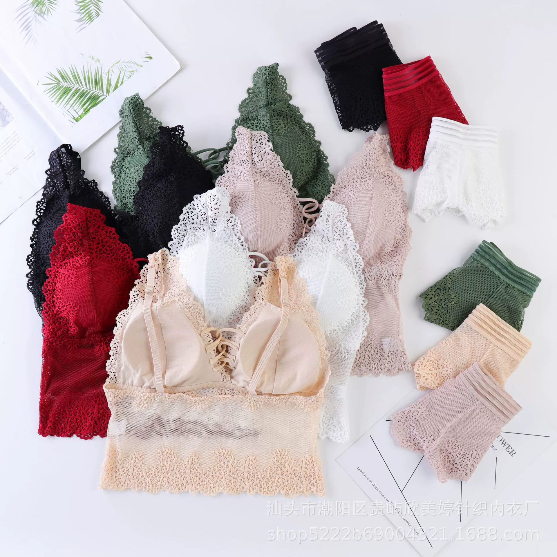 (Кросс-бордер торговля), набор, кружевной сексуальный push-up бюстгальтер, беспроводной бюстгальтер, нижнее белье