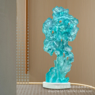 Modern Hotel lobby abstract Taihu stone decoration transparent resin floor sculpture sales office soft decorative artwork