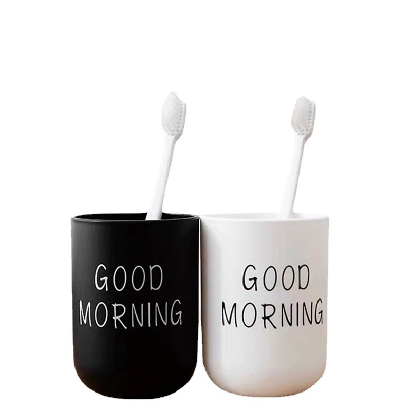 Huisi Buenos días letras lavado de dientes taza de cepillo de dientes taza de cepillo de dientes simple taza de lavado de dientes baño cepillo de dientes taza de lavado de dientes taza de agua doméstica