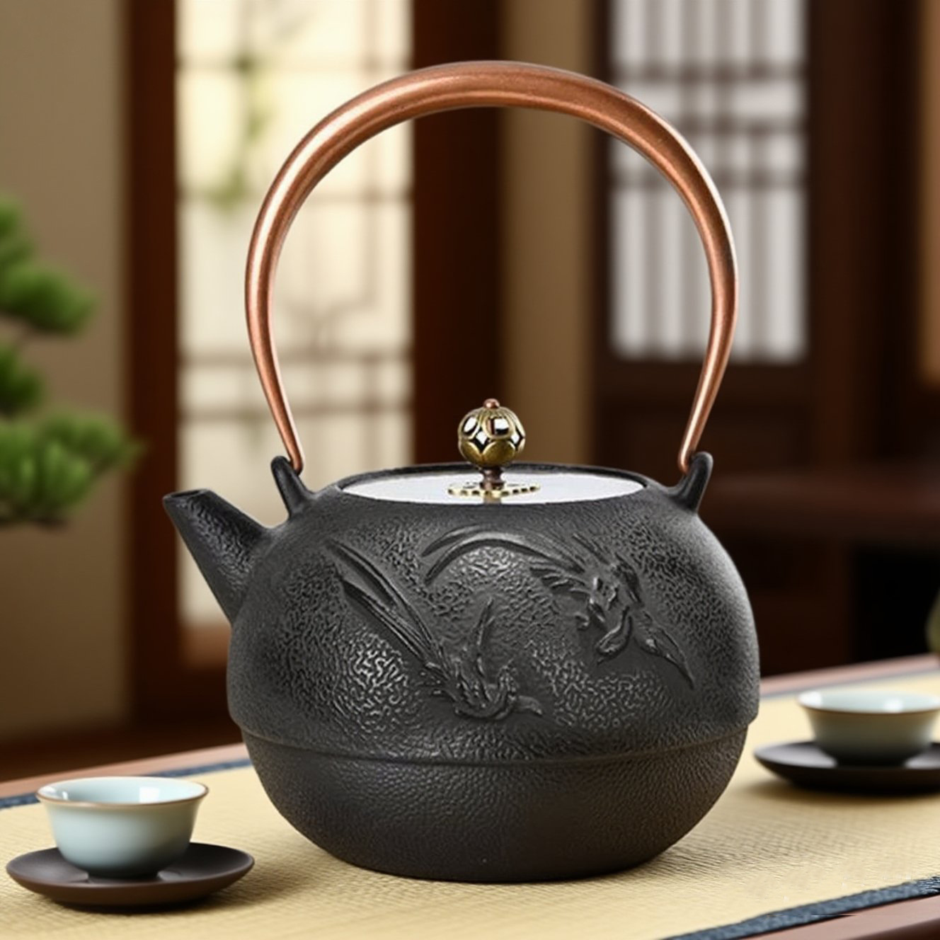 Tetera de Hierro Fundido sin Recubrimiento para Hogar y Té Kung Fu