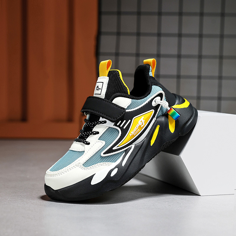 1879 zapatos para niños modelos de otoño e invierno zapatos deportivos de cuero para niños grandes zapatos para correr para niños transpirables de malla de primavera para niños