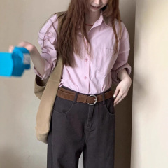 通勤百搭纯色衬衫2025秋冬法式经典款气质长袖上衣女