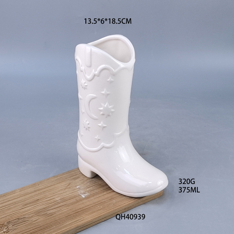 Taza en blanco con mango Taza de menú DIY esmaltada taza hexagonal de color alto barro blanco taza de barro blanco taza de barro recto