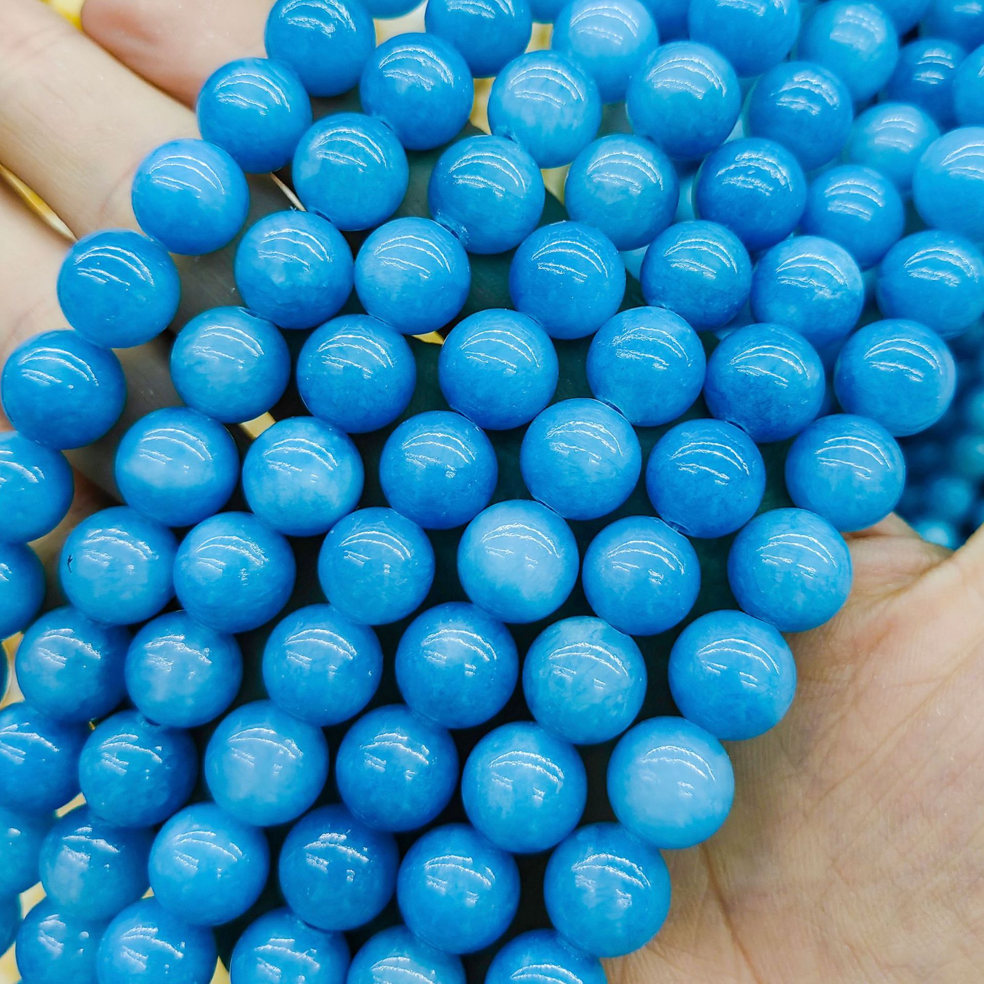 Natural beige Jade flor zafiro multi-color perlas sueltas cuentas redondas semiacabados DIY jade natural cuentas redondas joyería al por mayor