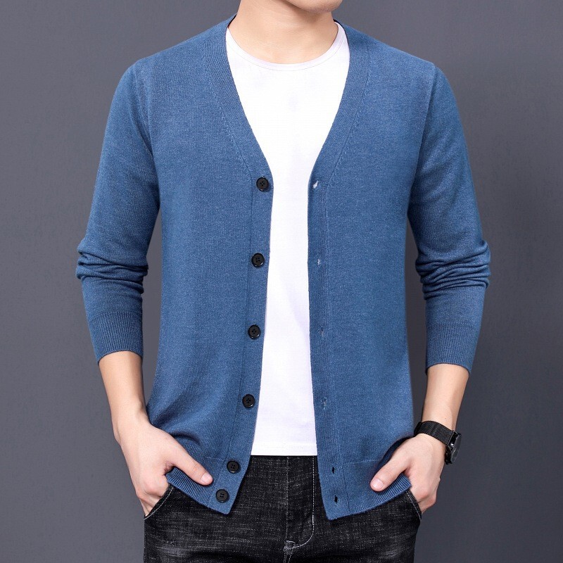 Cross-Border Foreign Trade 2026 Spring and Autumn New Style Knitted Cardigan for Young Men, Thin Long-Sleeve Solid Color Knit Sweater for Men Cross-Border Foreign Trade 2026 Spring and Autumn New Style Knitted Cardigan for Young Men, Thin Long-Sleeve Solid Color Knit Sweater for Men