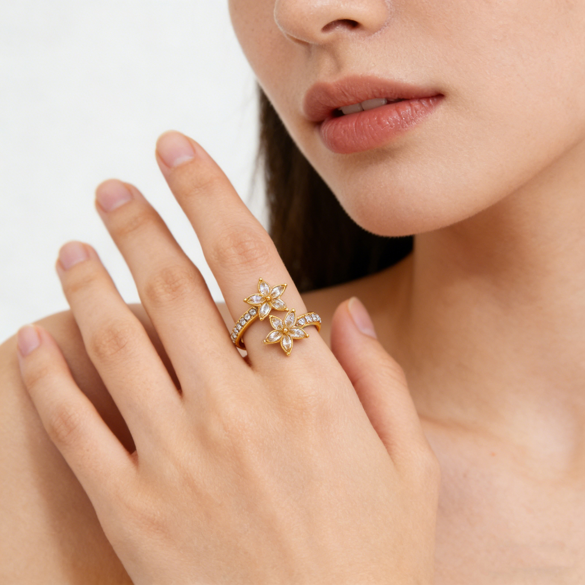 Anillo de ojo de caballo de circonio con microincrustaciones, diseño de nicho de ins femeninos, Japón y Corea del Sur, anillo ajustable de apertura de viento simple y frío