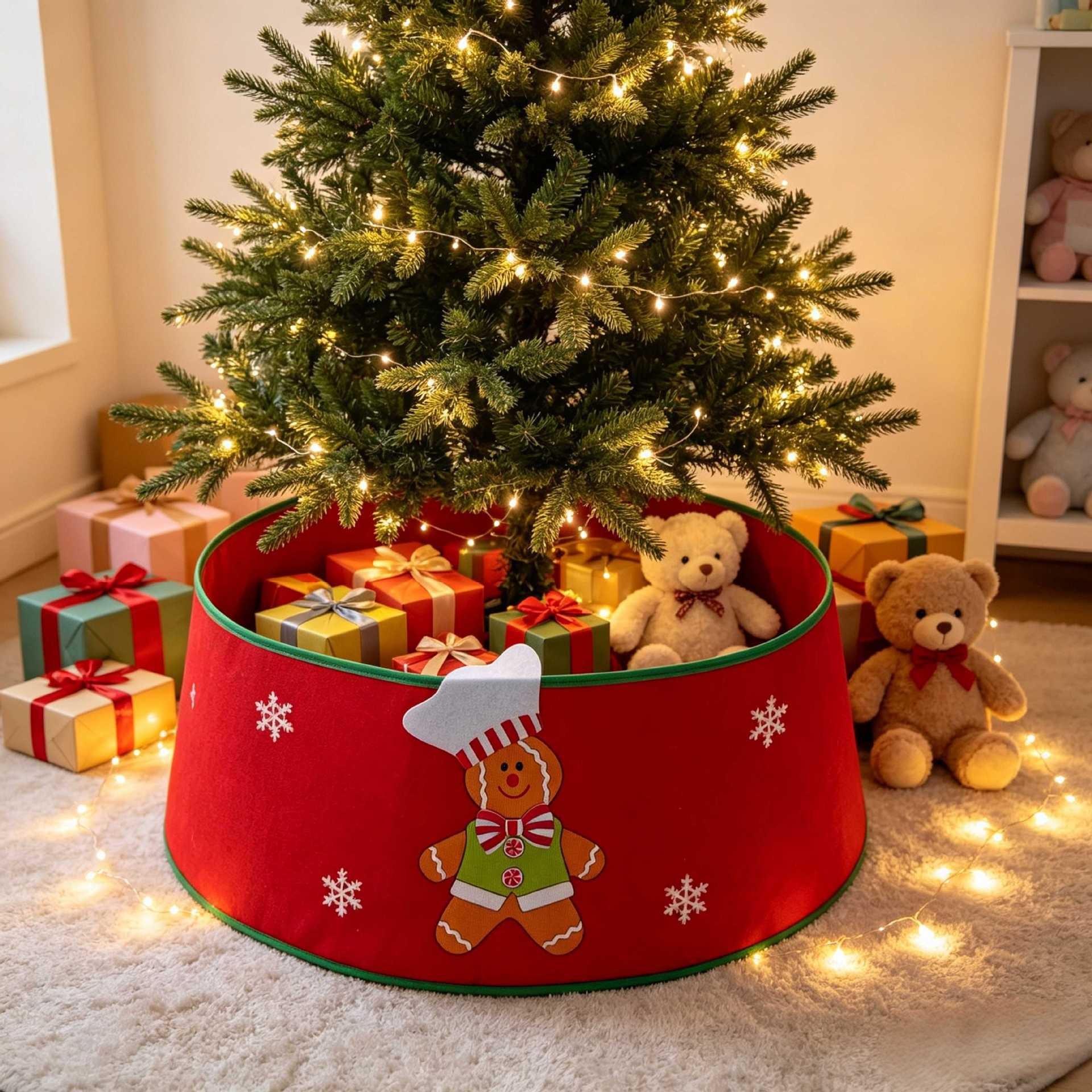 Decoraciones navideñas transfronterizas con estampado vertical y terciopelo de ringgit tejiendo faldas de árboles de Navidad decoraciones festivas alrededor de árboles de regalo image 20