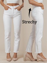 F 68205 Stretch Denim Straight Leg Pants ��ɫë��ţ�п�