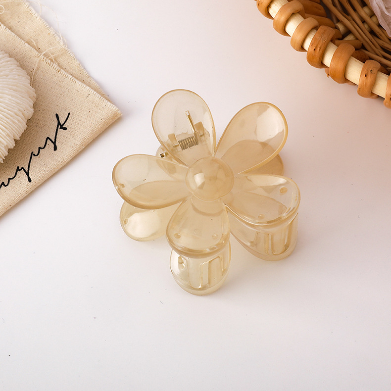 60g Weight Hair Claws Hair Accessories Type 1 Piece Quantity Holiday Occasion Arylic Material Plumeria Pattern Women'S Gender Transparent Design Sweet Style Coffee, Grey&Pink, Grey, Purple, Red, Yellow Color Sweet Women'S Plumeria Arylic Transparent Hair Claws 8