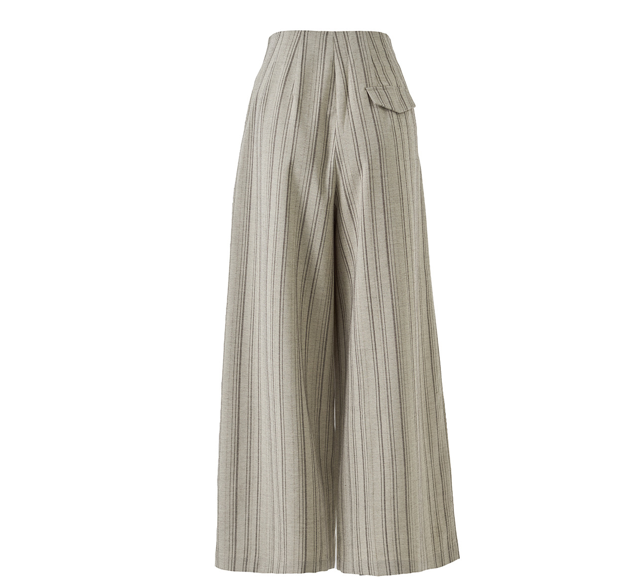 Quần culottes nữ ống rộng sọc kẻ dọc chất liệu tencel cao cấp phong cách công sở — màu kaki chi tiết 20