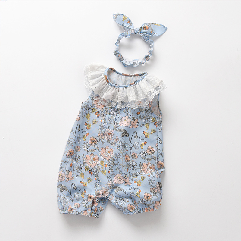 Two-Piece Summer Newborn Baby Girl's Pants Ha Clothes Hair Belt Out Princess Summer Foreign-style Cross-border