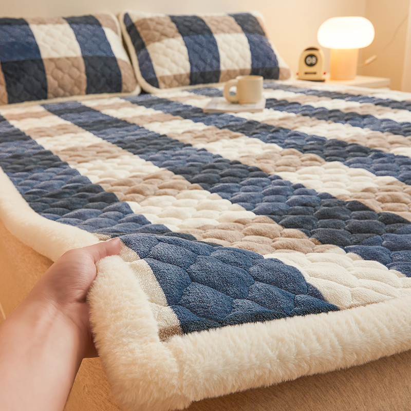 파란색 큰 격자 [검사✅클래스 A 농축 우유 벨벳⭐정전기 방지⭐빨⭐탈모 없음]