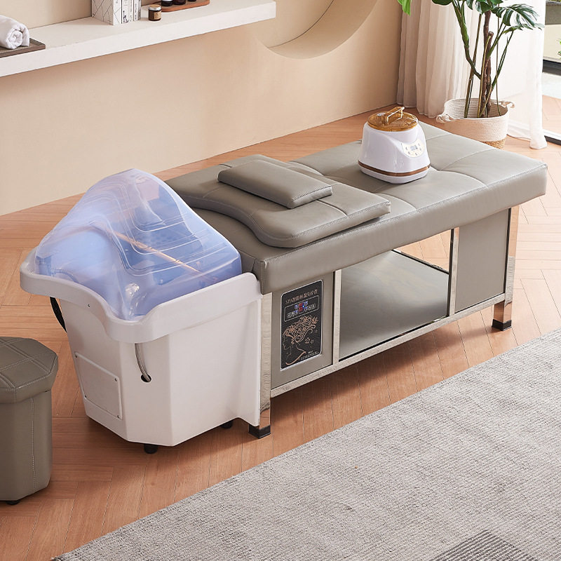 Peluquería cama de champú de acero inoxidable de alta gama masaje tailandés oído recogiendo cama peluquería especial fumigación circulación de agua cabeza de fisioterapia