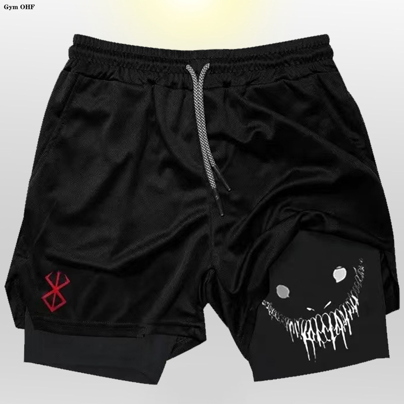 2025 Cross-border Animation Men's 2-in -1 Double-layer AliExpress Foreign Trade Explosions Sports Shorts Fitness Running Training