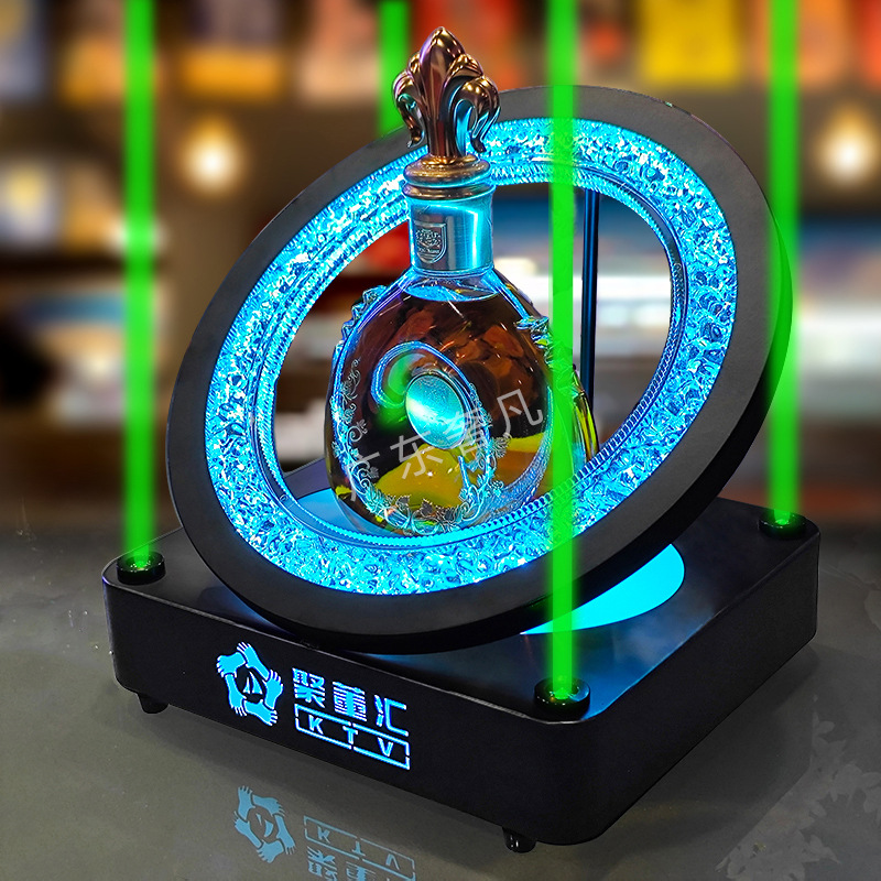 酒托轻奢摆件红酒可定造型LED派对七彩黑桃A香槟酒托展示架红酒杯