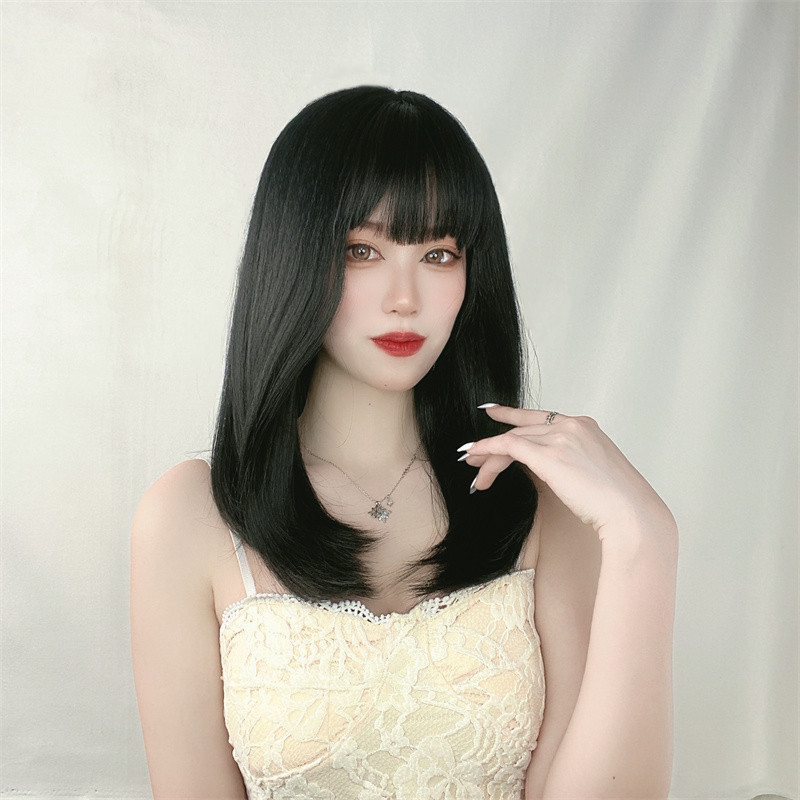 Women's Fashion Street High Temperature Wire Air Bangs Long Straight Hair Wigs display picture 4