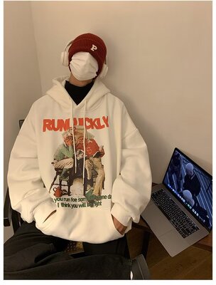 网络图批15 233黑白浅灰250克加绒连帽-5黑色白色浅灰色现货