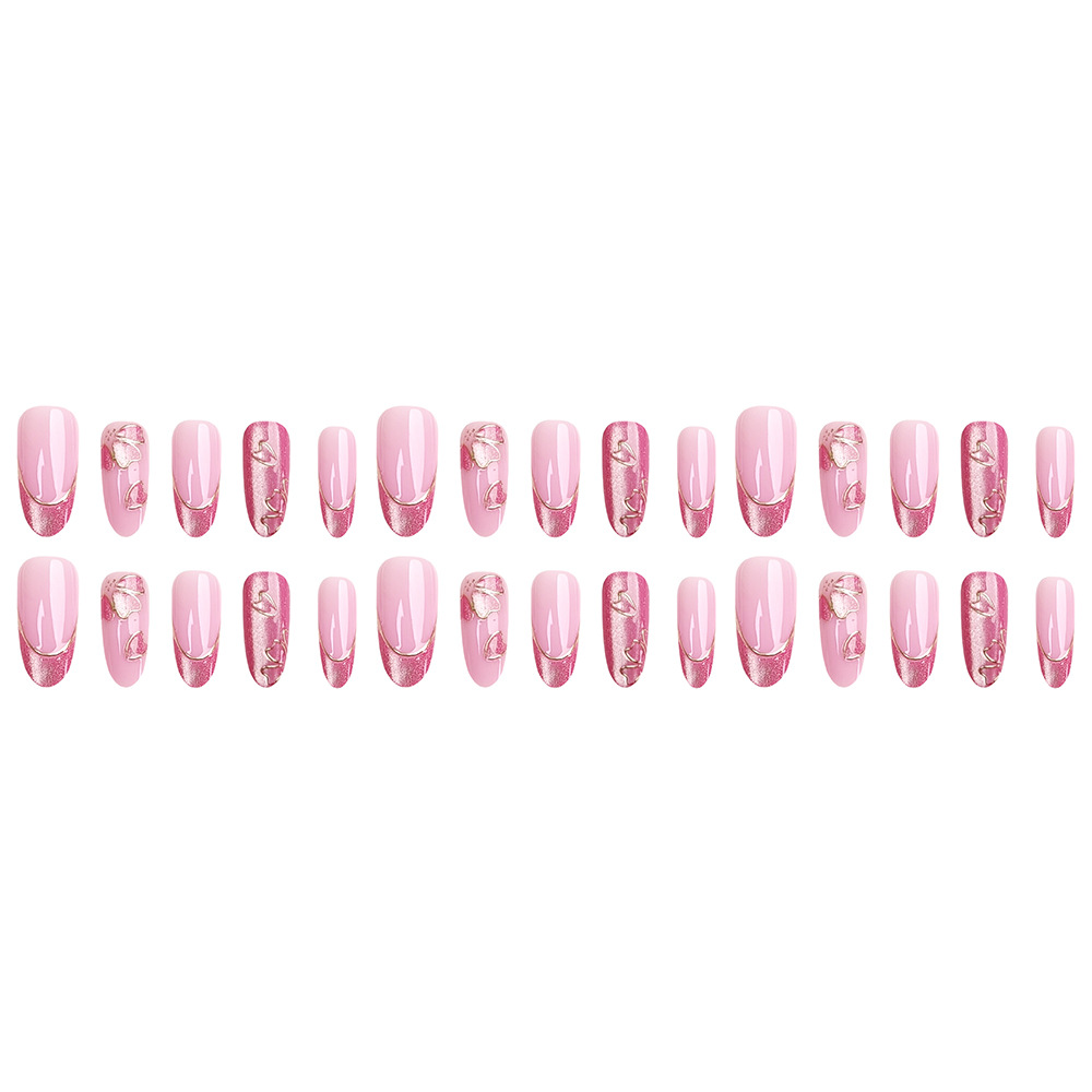 3D estereoscópico LIP oro ojo de gato estilo francés 24 flores blanquear suave uñas falsas transfronterizas lotes mixtos