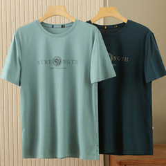 海のはさみのマークのシルクの綿の半袖のtシャツの男の夏の通気の涼しさの感のプリントの弾力性のカジュアルな丸首のtシャツの男の2U078