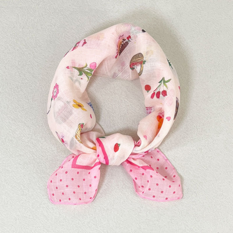 Sweet Girly Style 58 Small Square Scarf 2025 New Artistic Western Style Small Scarf Fashion Elegant Neck Protection Small Scarf