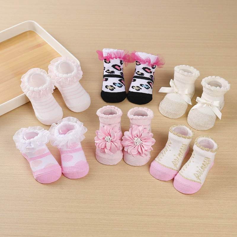 Cartoon lace children's cute socks with bow, (Cross-border trading), lace dress, European style