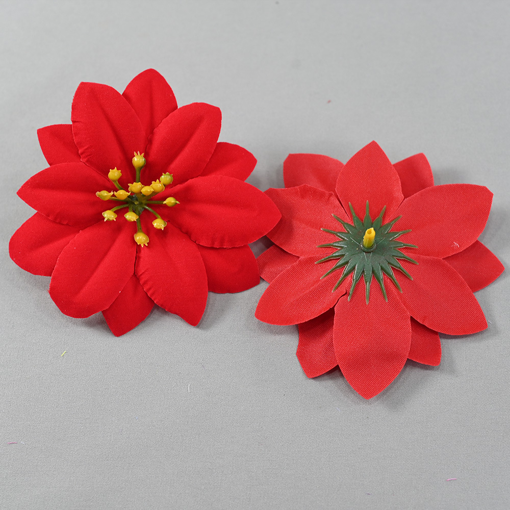 Fábrica al por mayor hexágono de doble capa de pétalos de navidad flores de simulación decoración de árbol de navidad flores falsas ramo de flores