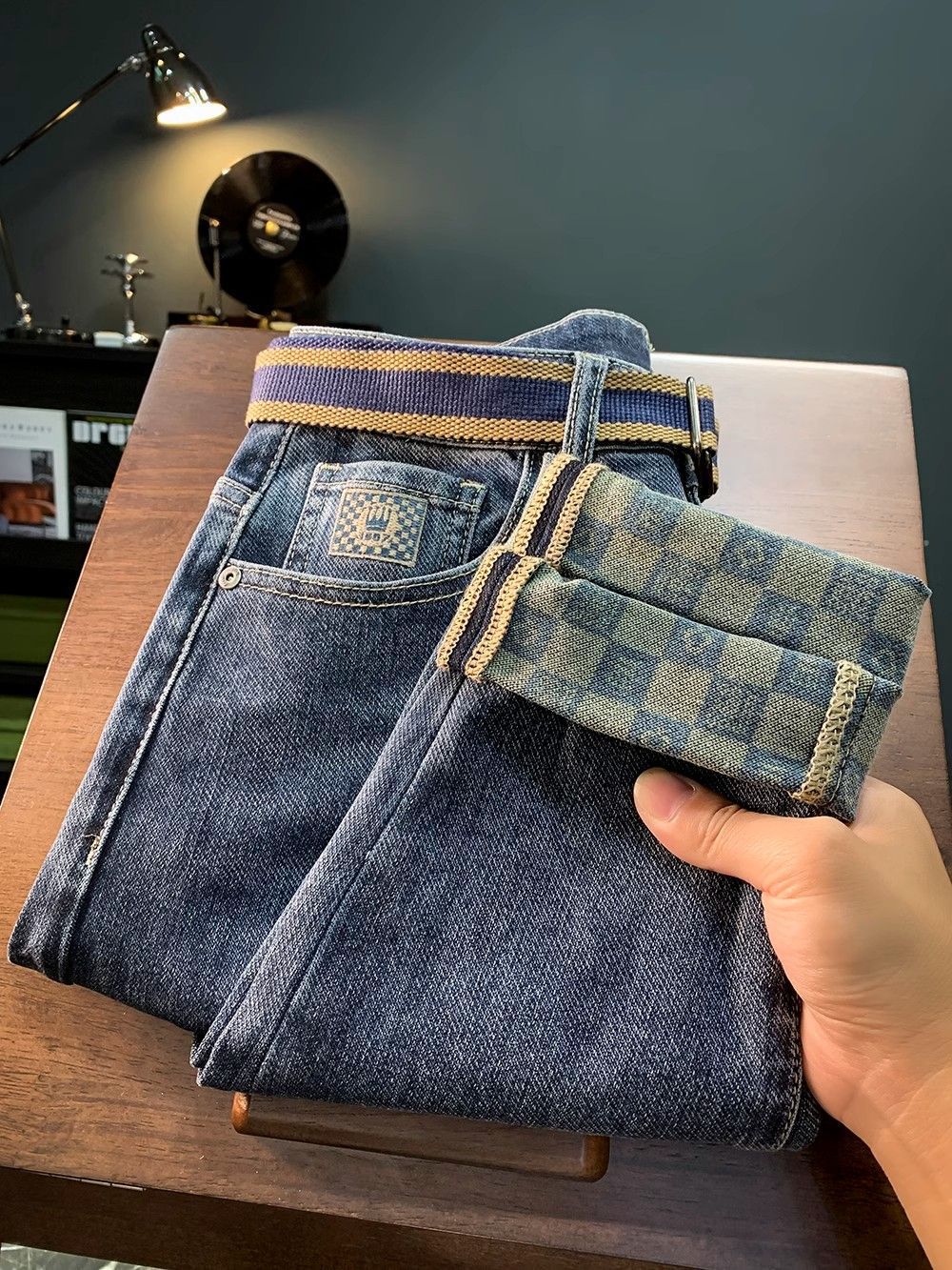 2024 Spring Jeans Men's Korean Edition Trendy Embroidery Fit Slim Straight Leg Fashion Versatile Casual Pants_mkmklike.com