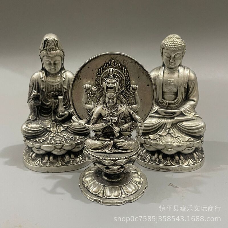 Wholesale Xizang-Style Small Buddha Imitation White Copper Silver-Plated Mini Buddha Statue Inch Buddha Manjushri Yellow God of Wealth Zongkaba Medicine Buddha Ornaments Wholesale Xizang-Style Small Buddha Imitation White Copper Silver-Plated Mini Buddha Statue Inch Buddha Manjushri Yellow God of Wealth Zongkaba Medicine Buddha Ornaments