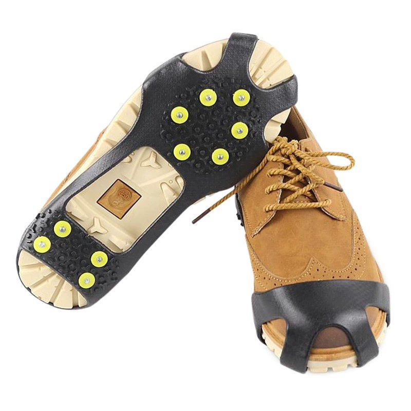 Простые противоскользящие бахилы для активного отдыха на природе с 10-зубчатыми противоскользящими накладками для лазания по снегу и льду.