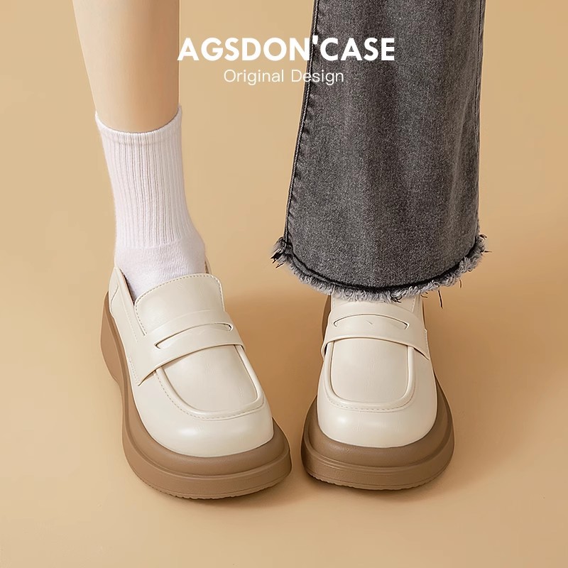 Augu Shi Deng negro Lefour zapatos mujeres 2025 invierno nuevo retro mate zapatos de cuero con zapatos de lana jk