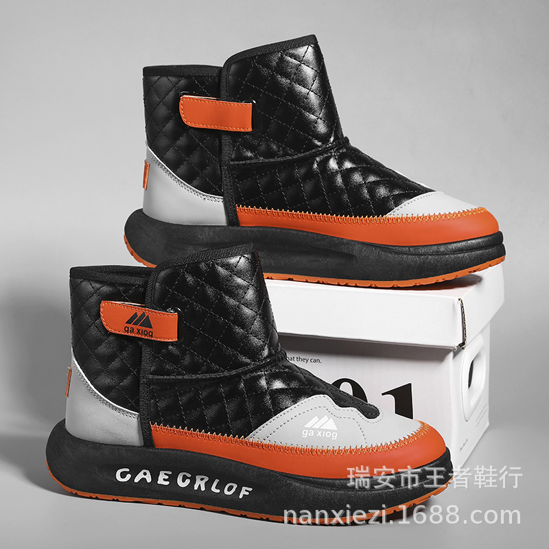 2023 겨울 새 기모 두꺼운 방수 미끄럼 방지 두꺼운 따뜻한 면화 스노우 부츠 남성 동북 면화 신발