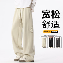运动棉质卫裤男2025新款秋冬直筒港风宽松潮牌休闲青少年针织长裤