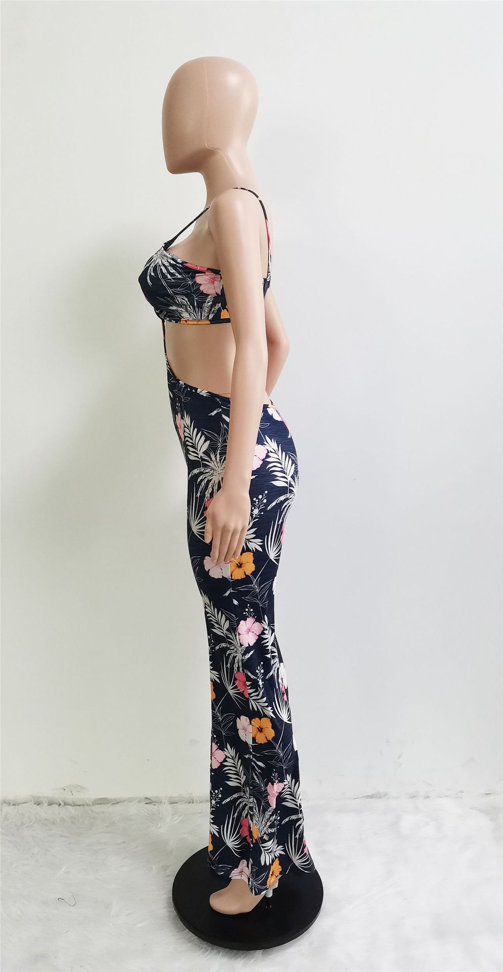 Women Clothing Spring Summer Beach Vacation Tube Top Hollow Out Cutout Jumpsuit