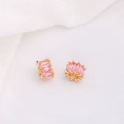 18K Gold-Plated Copper Color-Preserving Spacer Zərgərlik ara hissələri - champagne-color-pink-zirconium-1-pack-10mm
