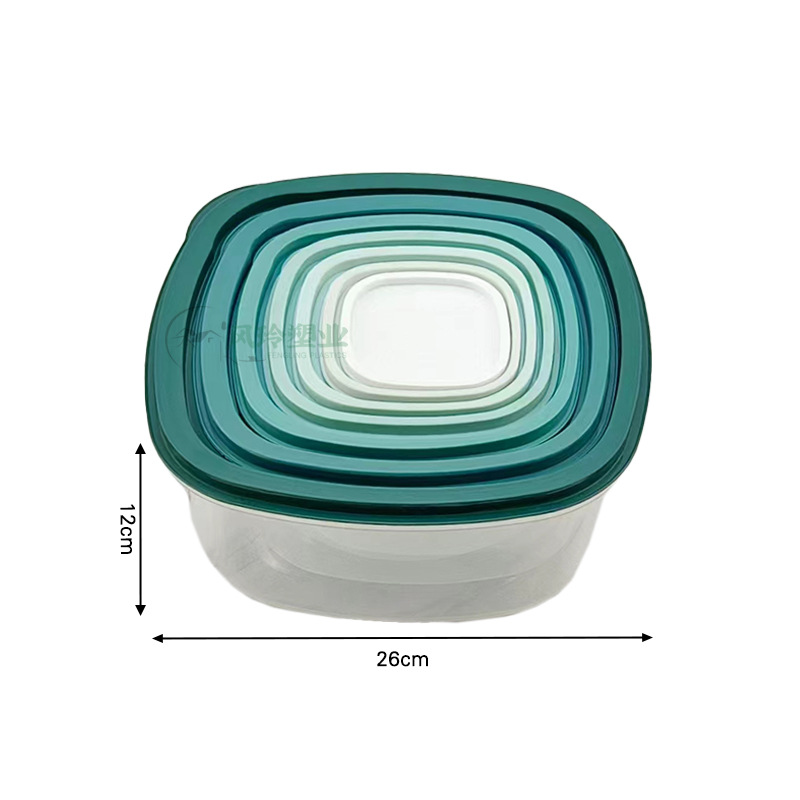 Multifuncional arco iris de verduras y frutas gradiente caja de plástico transparente 7 piezas traje refrigerador caja de almacenamiento fresco