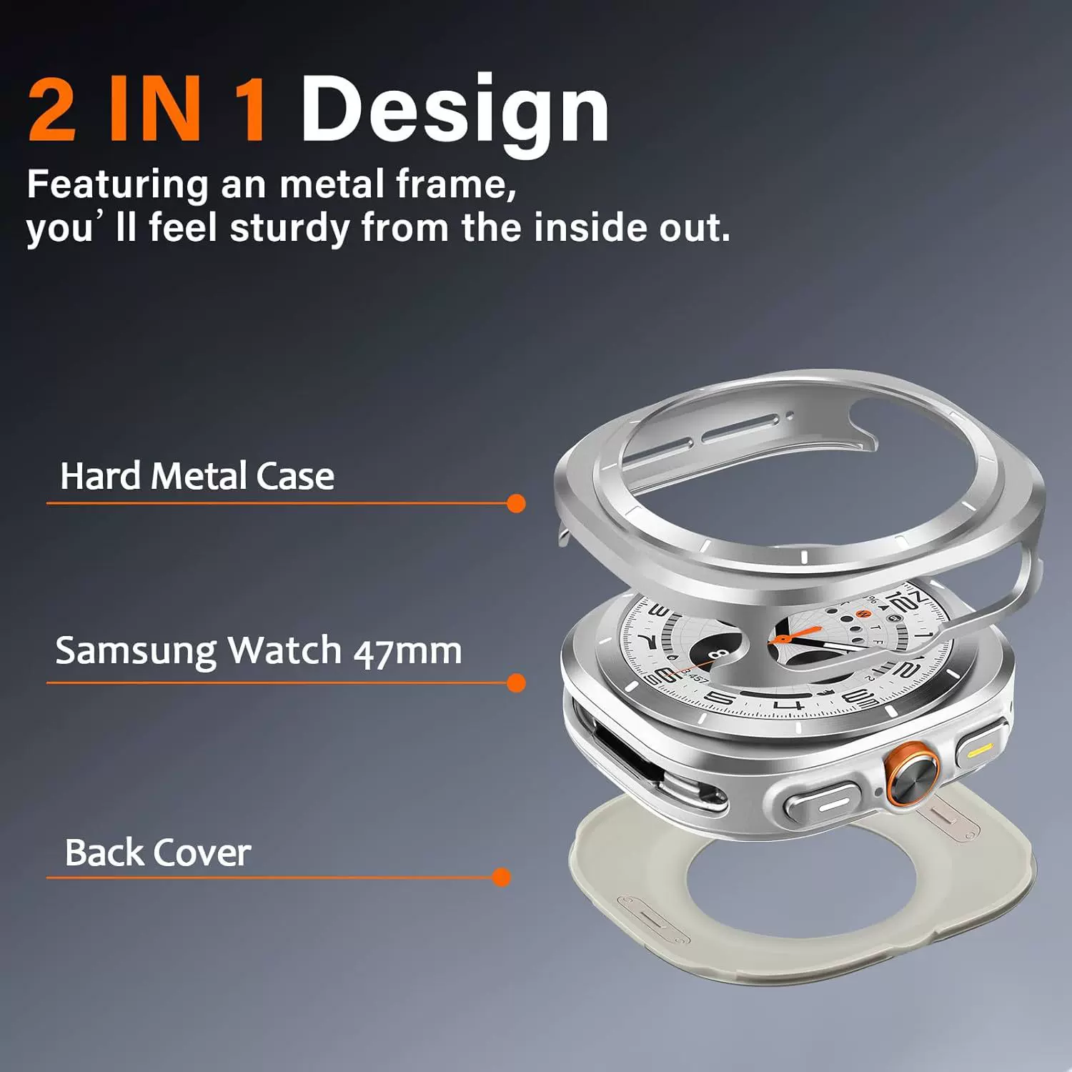 适用三星手表Galaxy watch7原装金属保护壳 新款47MM半包镂空表壳