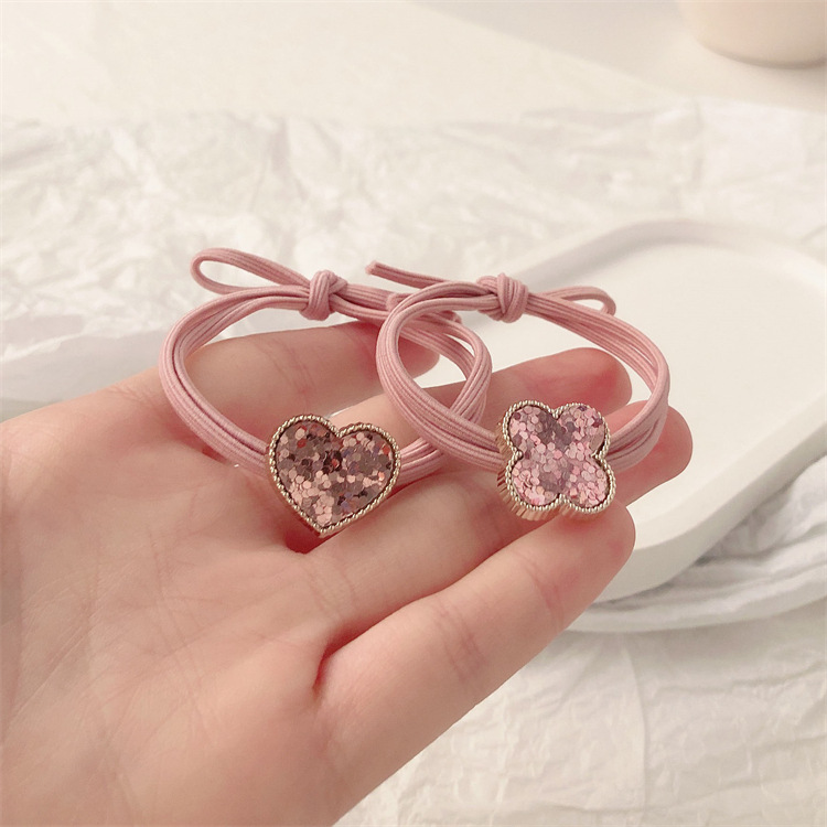 Dulce encantador corazón de estrella rosa amor cabello anillo de cabello cuerda de cabello banda de goma coreana adornamiento para el cabello