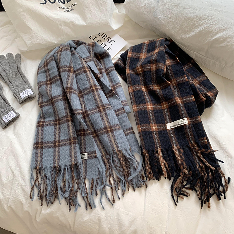 Bufandas de invierno femeninas de alta calidad 2025 nuevo estilo coreano para estudiantes multifuncional engrosado calentamiento bufandas de rejilla al por mayor