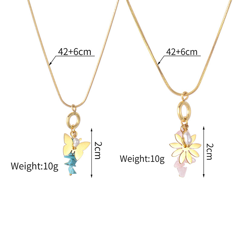 Fashion Flower Butterfly Stainless Steel Plating Pendant Necklace Colorza_colorza_1