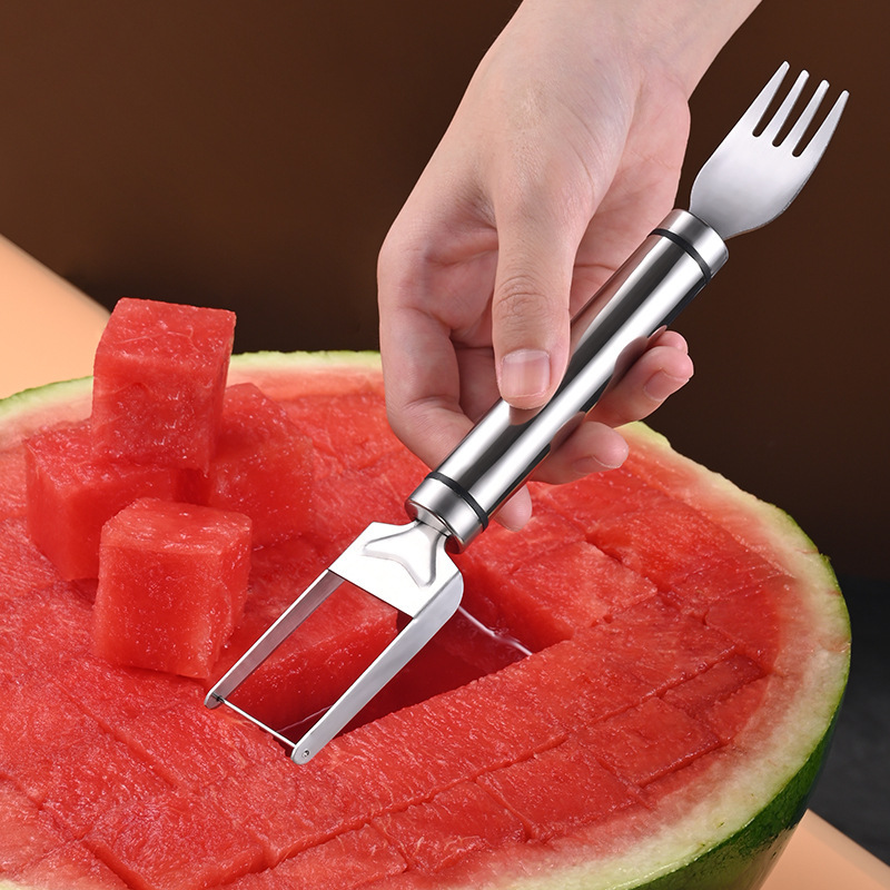Watermelon Fork Slicer Fruit Fork Double-Headed Multi-Functional Stainless Steel Watermelon Slicer Fruit Divider Wholesale